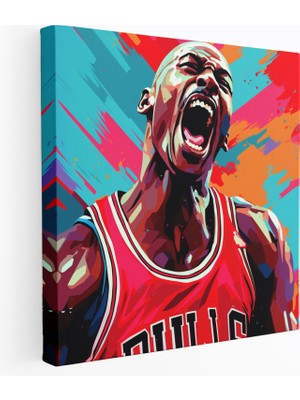 Popcas Michael Jordan Duvar Süsü - Pop Sanat Esintili Dijital Illüstrasyon - Ev Dekorasyonu Duvar Süsü