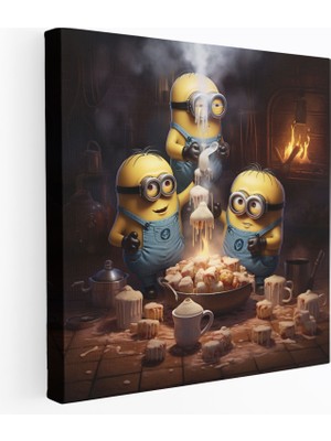 Popcas Minions Kanvas Tablo - Tatlı Pişirme Macerası