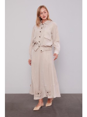 A.pudra Gül Detaylı Cupra Etekli Takım