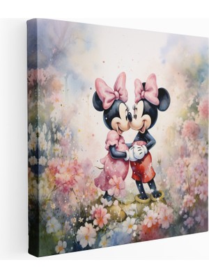 Popcas Romantik Suluboya Mickey ve Minnie Kanvas Tablo