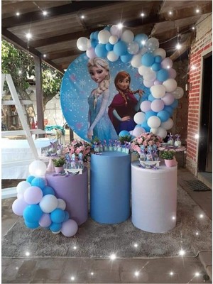 50 Adet Balon Mavi Beyaz Lila Elsa Karlar Prensesi Konsept Doğum Günü 2022