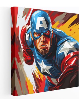 Popcas Marvel Pop Art Kanvas Tablo - Captain America Temalı Duvar Sanatı