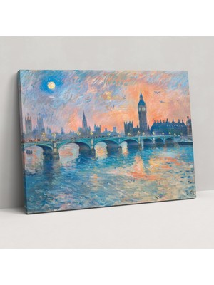 Popcas Londra Claude Monet Kanvas Tablo Baskı - Claude Monet Duvar Sanatı Kanvas Tablo Claude Monet