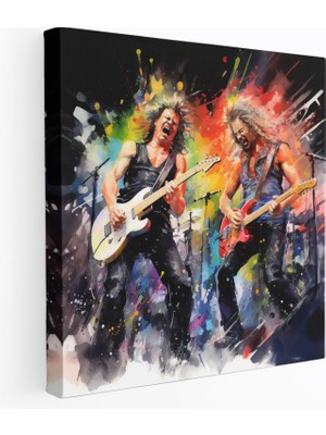 Popcas Metallica Canlı Konser Suluboya Duvar Sanatı - Kanvas Tablo