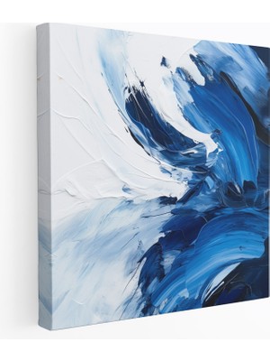 Popcas Lacivert Soyut Kanvas Tablo - Duvar Sanatı