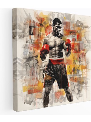 Popcas Muhammad Ali Dövüş Kolajı Dekorasyonu - Kanvas Tablo - Ev Dekorasyonu