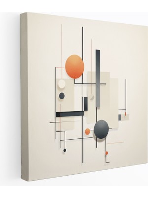 Popcas Doğal Geometrik Kanvas Tablo - Nötr Soyut Geometrik Şekiller Nötr Tonlar