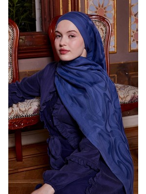 Indigo Soyut Desen Grazia şal