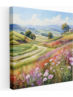 Popcas Kırsal Manzara Suluboya Kanvas Tablo Baskı