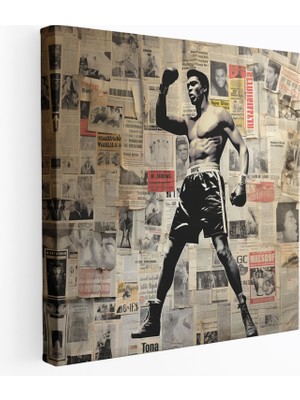 Popcas Muhammad Ali Gazete Kesitleri Koleksiyonu Kanvas Tablo - Muhammad Ali Gazete Kesitleri Kanvas Tablo