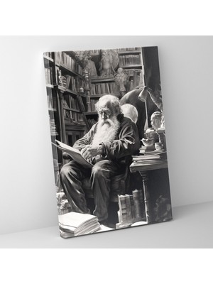 Popcas Eski Insanlar Kanvas Tablosu - Kitaplar Duvar Dekorasyonu