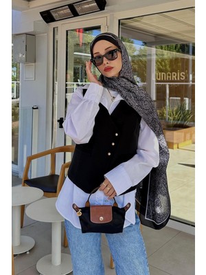 Siyah Deri Kapak Detaylı El Çantası