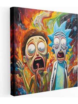 Popcas Abstract Expressionist Rick ve Morty Kanvas Tablo Baskısı