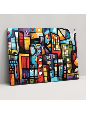 Popcas Pablo Picasso Tarzında Duvar Dekorasyonu - Şehir Manzaralı Pablo Picasso Tarzı Kanvas Tablo