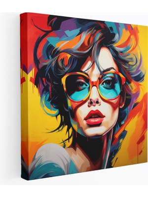 Popcas Pop Art Portre Kanvas Tablo - Portre Canlı Renkler Duvar Dekorasyonu