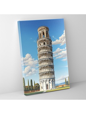 Popcas Pisa Eğik Kulesi Duvar Sanatı - Detaya Dikkat Majestik Manzara Ev Dekorasyonu
