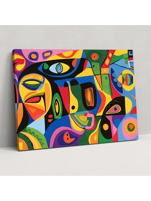 Popcas Pablo Picasso Tarzı Kanvas Tablo - Soyut Renkli