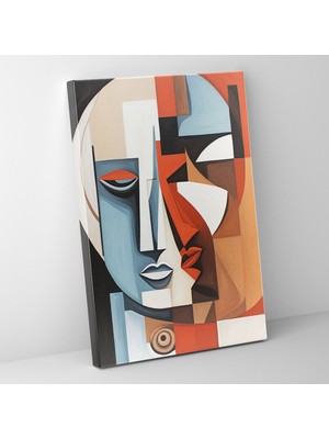 Popcas Pablo Picasso Tarzı Duvar Sanatı - Duvar Dekorasyonu Kanvas Tablo Kübist Portre
