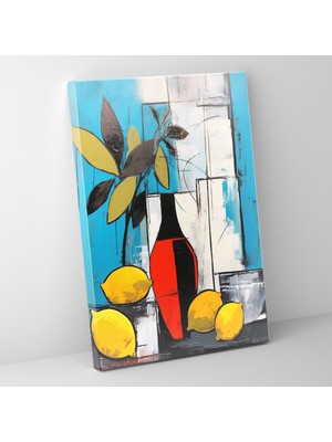 Popcas Pablo Picasso Tarzı Kanvas Tablo - Cesur Fırça Darbeleri Soyut Natürmort Kompozisyonu Zıt Renkler