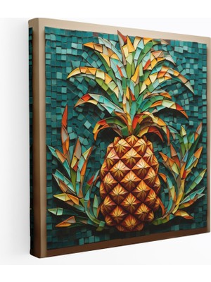 Popcas Ananas Mozaik Duvar Sanatı - Canlı Renklerle Ananas Temalı Kanvas Tablo