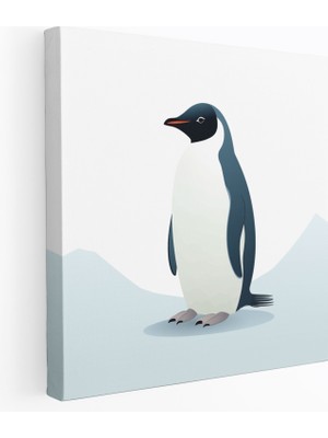 Popcas Zarif Tek Penguen Kanvas Tablo - Minimalist Penguen Çizimi - Ev Dekorasyonu Için Duvar Sanatı