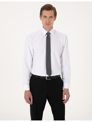 Pierre Cardin Erkek Beyaz Regular Fit Uzun Kollu Basic Gömlek 50316742-VR013