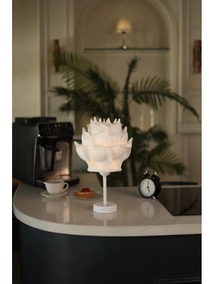 Maison Avf Beyaz Eva Gül Tasarım Masa Lambası 40 cm Yükseklik ve 24 cm Genişlik ile Modern Şıklık