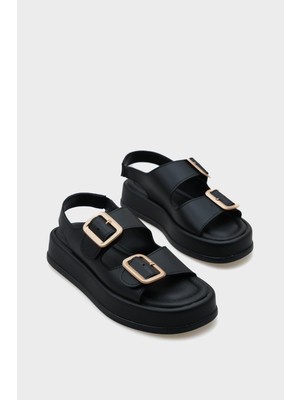 Capone Outfitters Denice Dolgu Topuklu Çift Bantlı Tokalı Kadın Sandalet