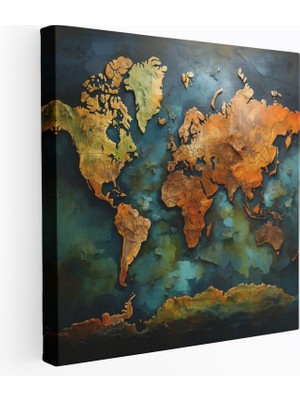 Popcas Yüksek Kaliteli Kanvas Tablo - Gerçekçi Dünya Haritası - Dünya Haritası Kanvas Duvar Sanatı Gerçekçi