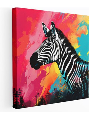 Popcas Zebra Kanvas Tablo - Renkli Zebra Silueti - Görsel Olarak Etkileyici Benzersiz Kişilikli