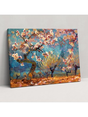 Popcas Vincent Van Gogh Çiçek Açan Badem Ağacı Duvar Dekorasyonu - Ev Dekorasyonu Kanvas Tablo Sanatı