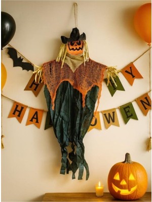 Dekoratif Balkabağı Korkuluk 95CM Halloween Cadılar Bayramı