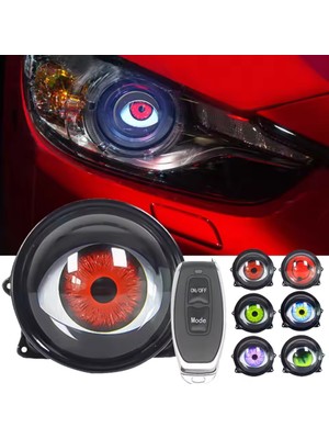 Şeytan Gözü LED Far Sis Farı 6 Modlu Mercekli LED Uzaktan Kumandalı Animasyonlu 2 Adet