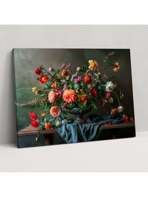 Popcas Rembrandt Çiçekli Natürmort Kanvas Tablo - Ev Dekorasyonu Için Rembrandt Temalı Kanvas Tablo
