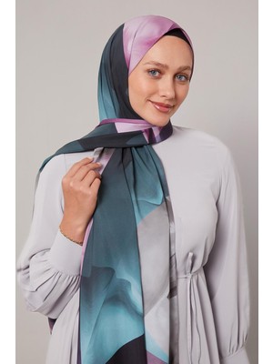 Lila Soyut Desen Love Şal