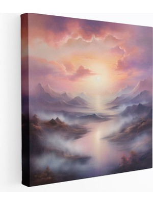 Popcas Zen Dağı Manzara Kanvas Tablo - Zen Günbatımı Dağ Manzarası