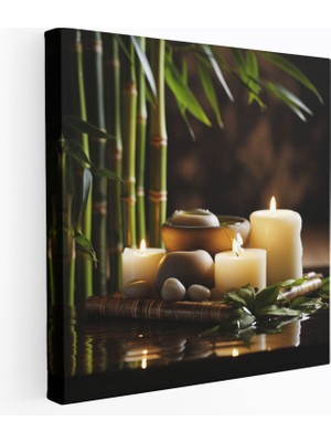Popcas Zen Spa Duvar Sanatı - Zen Bambu Dekorasyonları Kanvas Baskı