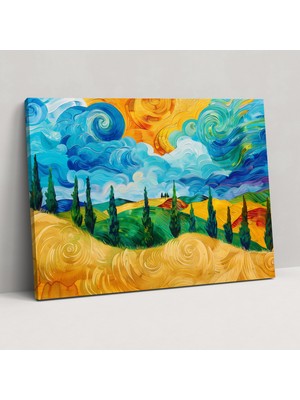Popcas Vincent Van Gogh Buğday Tarlası Kanvas Tablo - Duvar Dekorasyonu Ev Dekorasyonu
