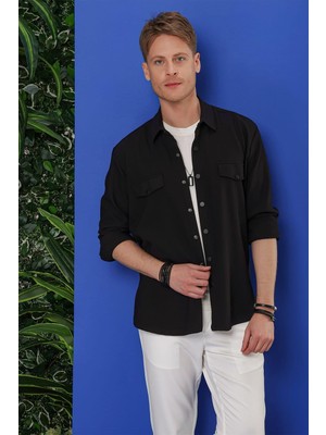 G 1551 Slim Fit Siyah Klasik Gömlek
