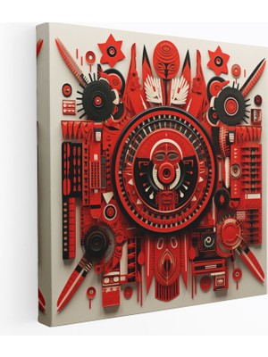 Popcas Kızılderili Duvar Süsü - Yerli Desenler Kanvas Tablo - Kızılderili Duvar Sanatı Mozaik