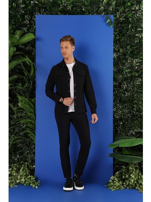 G 1553 Slim Fit Siyah Klasik Gömlek