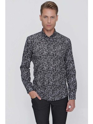 G 1521 Slim Fit Siyah Spor Gömlek