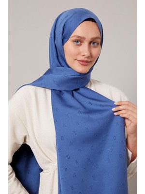 Kot Mavi Mini Lvd Baskılı Jakarlı Şal