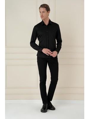 Efor Erkek G 1583 Slim Fit Siyah Klasik Gömlek