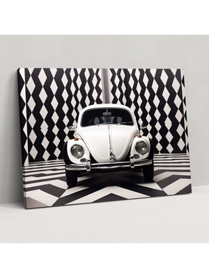 Popcas Geometrik Volkswagen Beetle Kanvas Tablo - Duvar Sanatı Ev Dekorasyonu