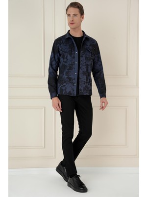 G 1578 Slim Fit Lacivert Klasik Gömlek