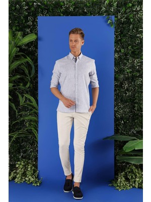 G 1555 Slim Fit Koyu Mavi Klasik Gömlek