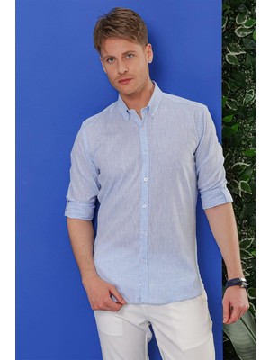 G 1554 Slim Fit Açık Mavi Klasik Gömlek