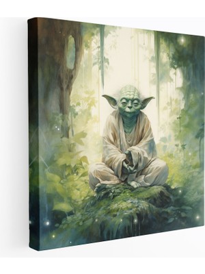 Popcas Star Wars Duvar Sanatı - Su Rengi Yoda Kanvas Tablo - Jedi Su Rengi Resim Meditasyon