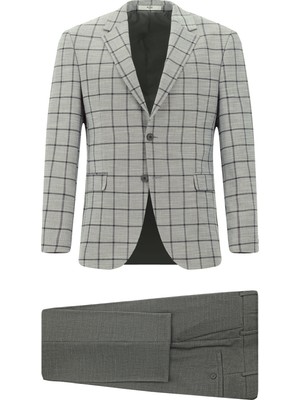 Kiğılı 7 Drop Slim Fit Dar Kesim Kareli Kombinli Takım Elbise